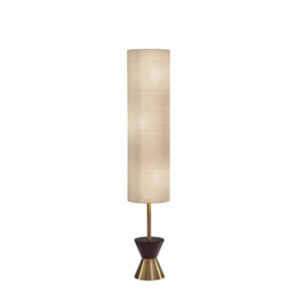 HomeRoots 59" Brass Column Floor Lamp with Beige Fabric Shade - Elegant Lighting for Modern & Traditional Spaces 372720