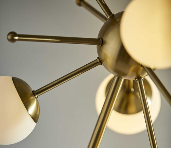 HomeRoots 23" Black Metal Six-Light Table Lamp - Mid-Century Elegance with Brass Shades for Versatile Illumination 372721