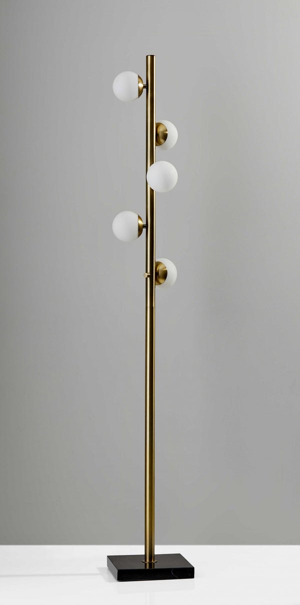 Homeroots Swirled Sphere Brass Metal Led Floor Lamp  Metal 372723