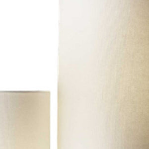 HomeRoots 68" Modern Silver Three-Light Floor Lamp with Linen Shades & Built-In Shelves for Stylish Illumination 372724