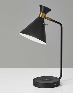 Homeroots Asymmetrical Diabolo Black Metal Desk Lamp   372728