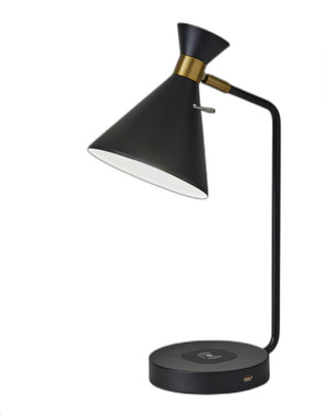 Homeroots Asymmetrical Diabolo Black Metal Desk Lamp   372728