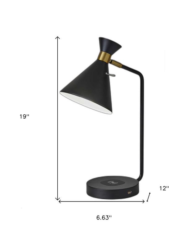 Homeroots Asymmetrical Diabolo Black Metal Desk Lamp   372728