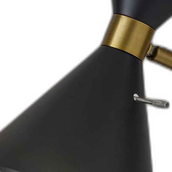 Homeroots Asymmetrical Diabolo Black Metal Desk Lamp   372728