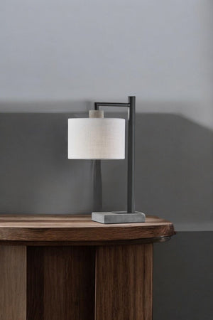 HomeRoots 23" Gray Metal Table Lamp with White Empire Shade - Elegant Illumination for Any Room Decor 372730