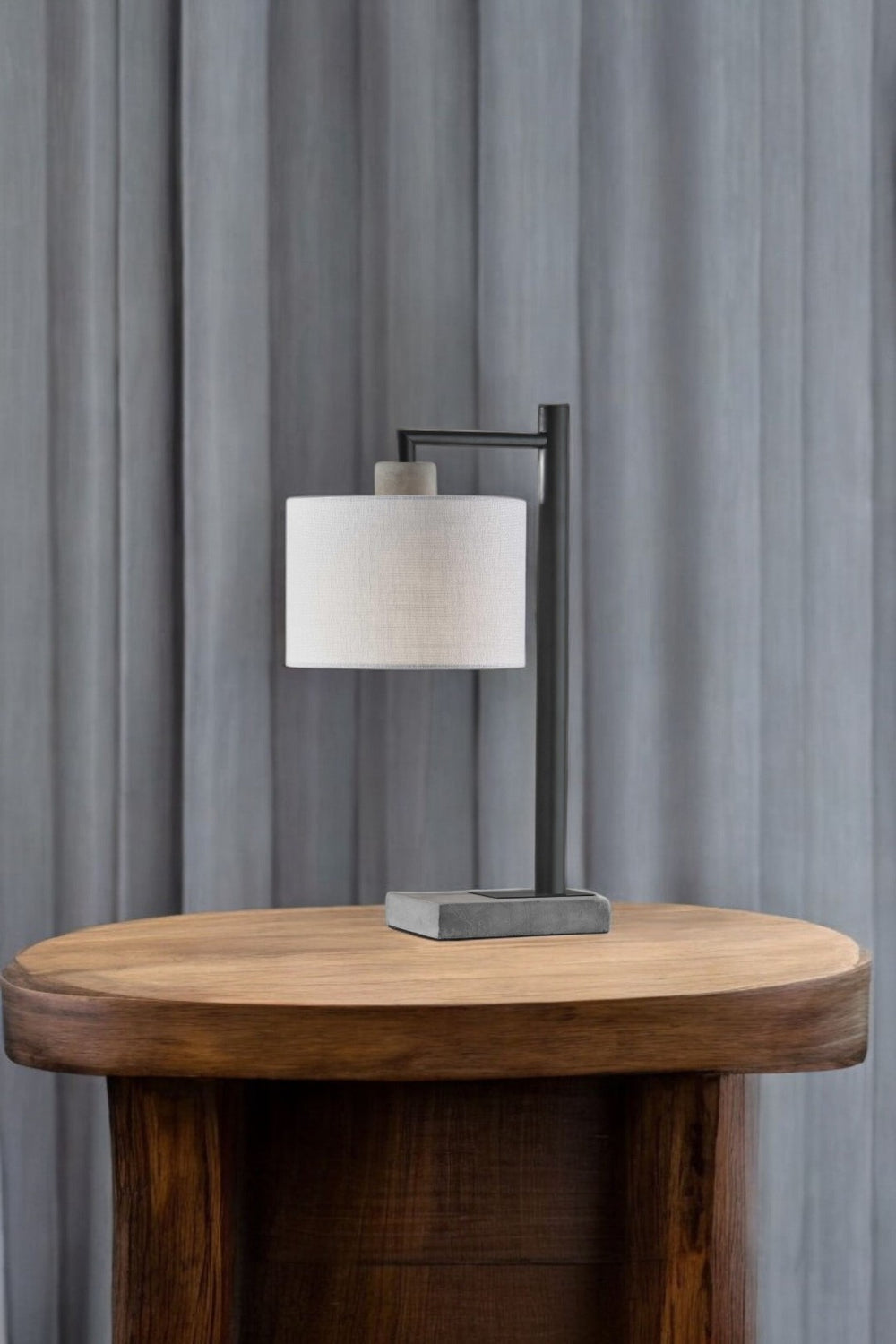 HomeRoots 23" Gray Metal Table Lamp with White Empire Shade - Elegant Illumination for Any Room Decor 372730