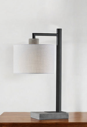 HomeRoots 23" Gray Metal Table Lamp with White Empire Shade - Elegant Illumination for Any Room Decor 372730