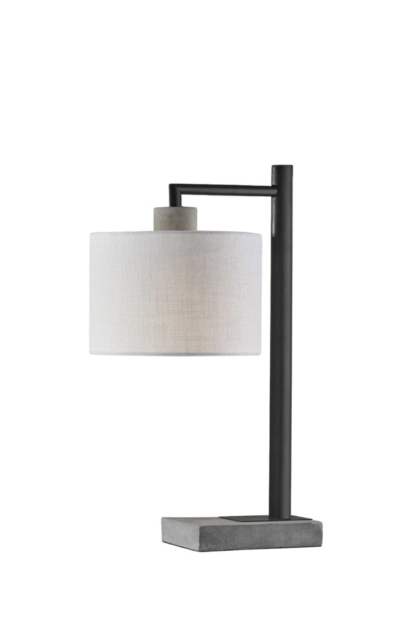 HomeRoots 23" Gray Metal Table Lamp with White Empire Shade - Elegant Illumination for Any Room Decor 372730