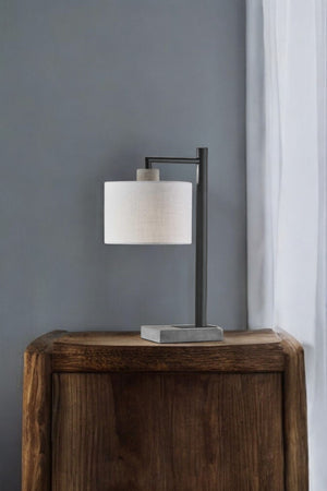 HomeRoots 23" Gray Metal Table Lamp with White Empire Shade - Elegant Illumination for Any Room Decor 372730