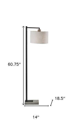 HomeRoots 61" Stylish Arc Floor Lamp with White Fabric Shade - Modern Industrial Design for Living Room & Office 372731