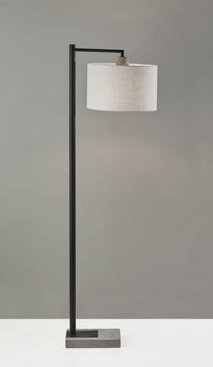 HomeRoots 61" Stylish Arc Floor Lamp with White Fabric Shade - Modern Industrial Design for Living Room & Office 372731