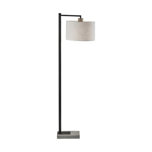 HomeRoots 61" Stylish Arc Floor Lamp with White Fabric Shade - Modern Industrial Design for Living Room & Office 372731