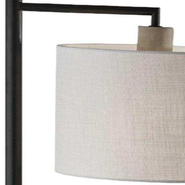 HomeRoots 61" Stylish Arc Floor Lamp with White Fabric Shade - Modern Industrial Design for Living Room & Office 372731