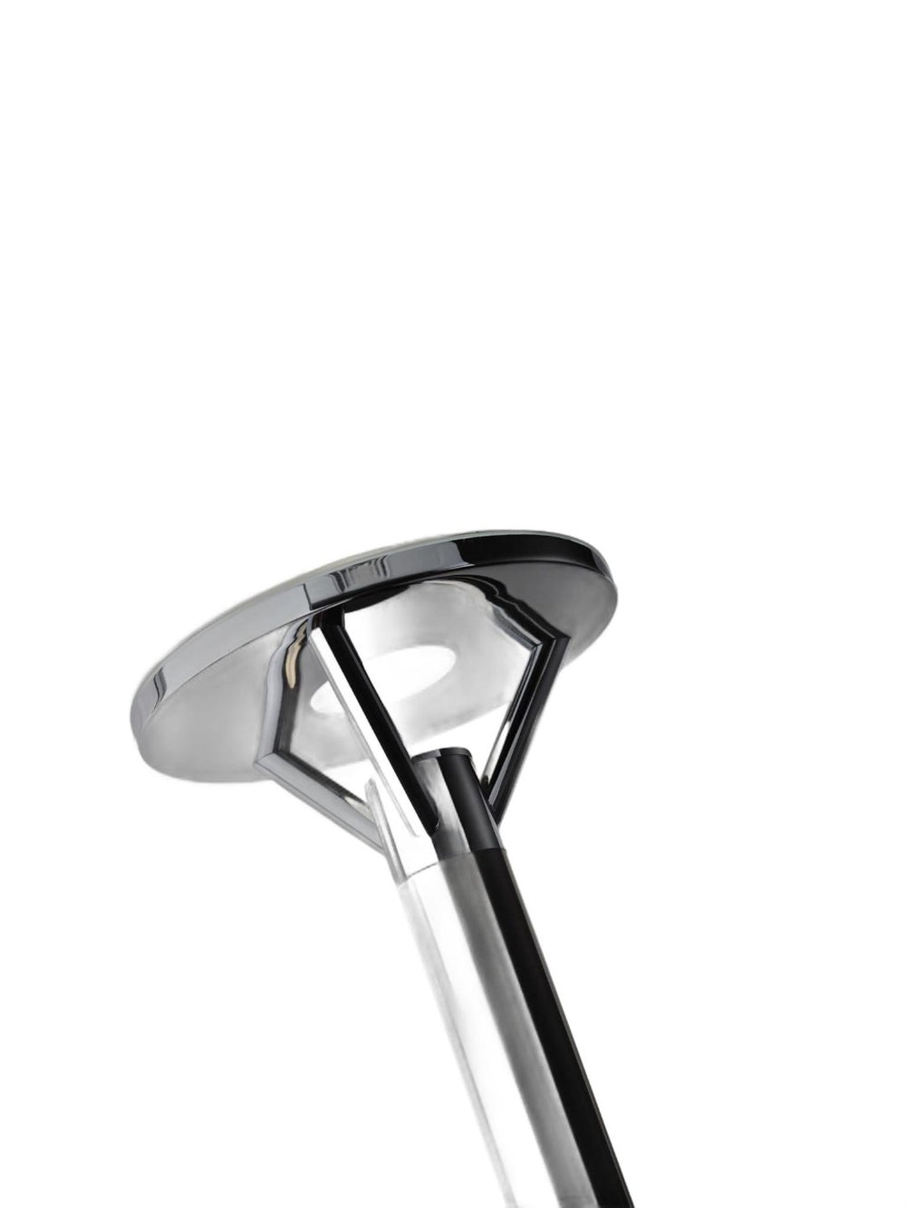 HomeRoots Frosted Glass Shade Torchiere in Brushed Steel - Modern Uplighting for Living Room & Office Decor 372732