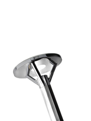 HomeRoots Frosted Glass Shade Torchiere in Brushed Steel - Modern Uplighting for Living Room & Office Decor 372732