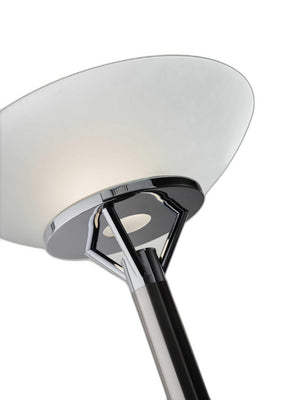 HomeRoots Frosted Glass Shade Torchiere in Brushed Steel - Modern Uplighting for Living Room & Office Decor 372732