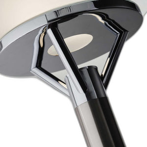 HomeRoots Frosted Glass Shade Torchiere in Brushed Steel - Modern Uplighting for Living Room & Office Decor 372732
