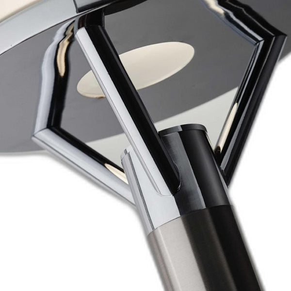 HomeRoots Frosted Glass Shade Torchiere in Brushed Steel - Modern Uplighting for Living Room & Office Decor 372732