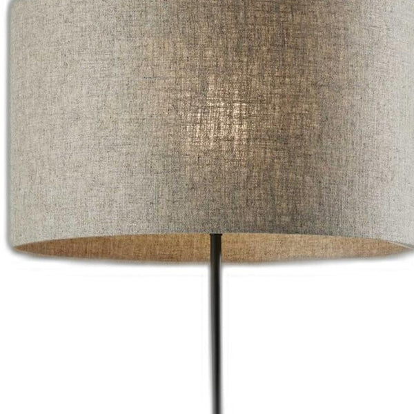 HomeRoots 63" Beige And Black Floor Lamp – Elegant Drum Shade for Cozy Ambiance in Any Room Décor Style 372735