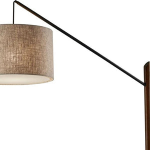 HomeRoots 77" Elegant Beige and Black Swing Arm Floor Lamp with Adjustable Shade for Cozy Reading Spaces 372736
