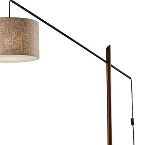 HomeRoots 77" Elegant Beige and Black Swing Arm Floor Lamp with Adjustable Shade for Cozy Reading Spaces 372736