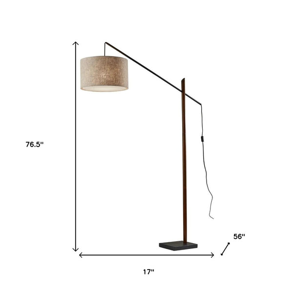 HomeRoots 77" Elegant Beige and Black Swing Arm Floor Lamp with Adjustable Shade for Cozy Reading Spaces 372736
