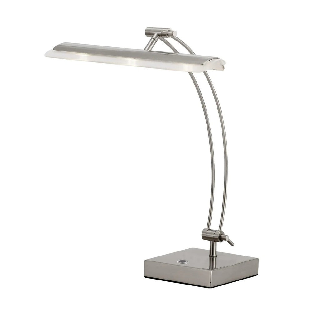 HomeRoots 19" Silver Metal Bankers Lamp - Modern LED Design with Classic Green Shade for Stylish Workspaces 372737