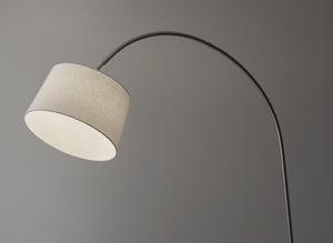 HomeRoots 83" Silver Arc Floor Lamp with Elegant White Linen Shade for Modern Living Room Ambiance Brushed steel 372739