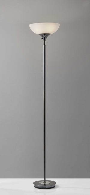 HomeRoots 72" Contemporary Floor Lamp with Elegant White Glass Shade for Modern Home Decor and Lighting Black 372741