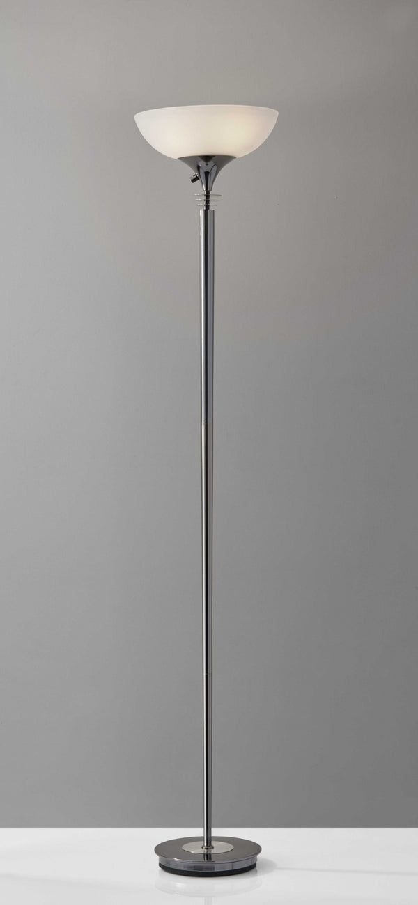 HomeRoots 72" Contemporary Floor Lamp with Elegant White Glass Shade for Modern Home Decor and Lighting Black 372741