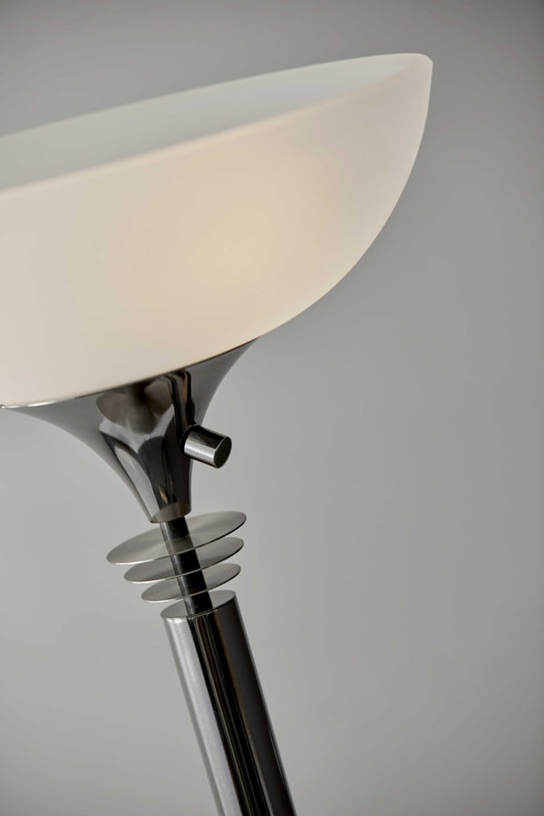 HomeRoots 72" Contemporary Floor Lamp with Elegant White Glass Shade for Modern Home Decor and Lighting Black 372741