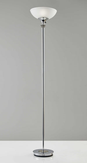 HomeRoots 72" Contemporary Floor Lamp with Elegant White Glass Shade for Modern Home Decor and Lighting Chrome 372742