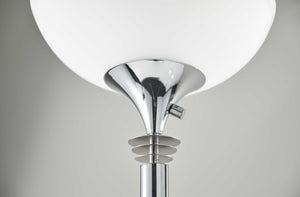HomeRoots 72" Contemporary Floor Lamp with Elegant White Glass Shade for Modern Home Decor and Lighting Chrome 372742