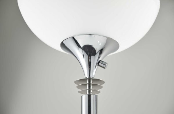 HomeRoots 72" Contemporary Floor Lamp with Elegant White Glass Shade for Modern Home Decor and Lighting Chrome 372742