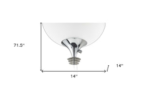 HomeRoots 72" Contemporary Floor Lamp with Elegant White Glass Shade for Modern Home Decor and Lighting Chrome 372742