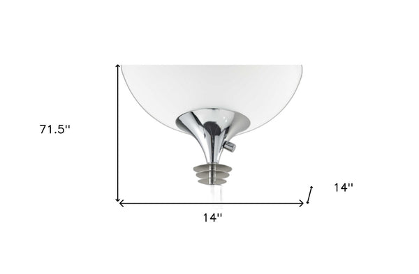 HomeRoots 72" Contemporary Floor Lamp with Elegant White Glass Shade for Modern Home Decor and Lighting Chrome 372742