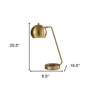 Homeroots 21" Gold Metal Desk Table Lamp With Gold Shade Brass  372745