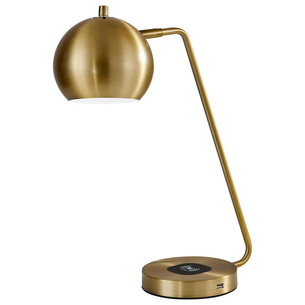 Homeroots 21" Gold Metal Desk Table Lamp With Gold Shade Brass  372745