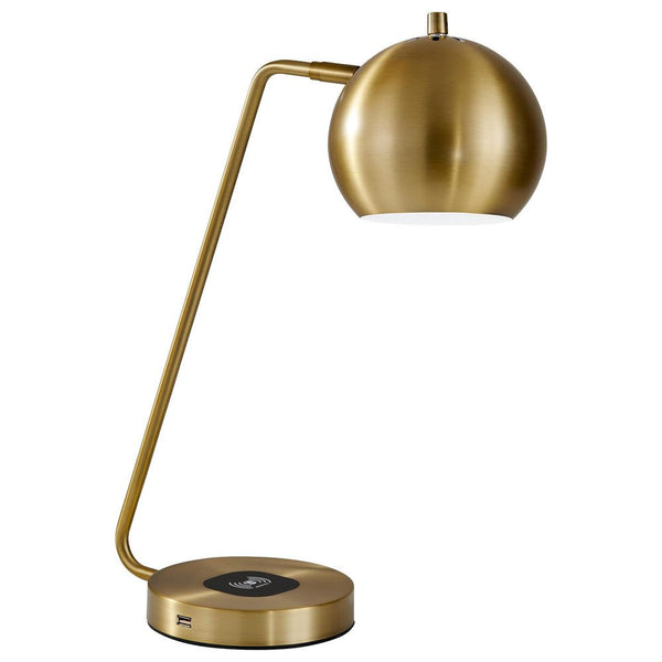 Homeroots 21" Gold Metal Desk Table Lamp With Gold Shade Brass  372745