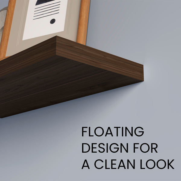 English Elm Fm Furniture Iva Dark Walnut Floating Shelves, Set Of 2 - Modern, Space-Saving Wall Storage Solution B128P361099