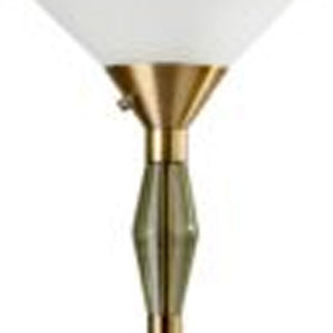 HomeRoots 71" Brass Torchiere Floor Lamp with White Fabric Shade - Elegant Ambient Lighting for Any Space 372751