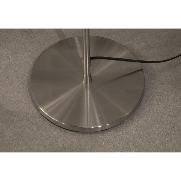 HomeRoots 71" Elegant LED Torchiere Floor Lamp with White Linen Shade for Warm Ambient Lighting in Any Room Brushed steel 372752