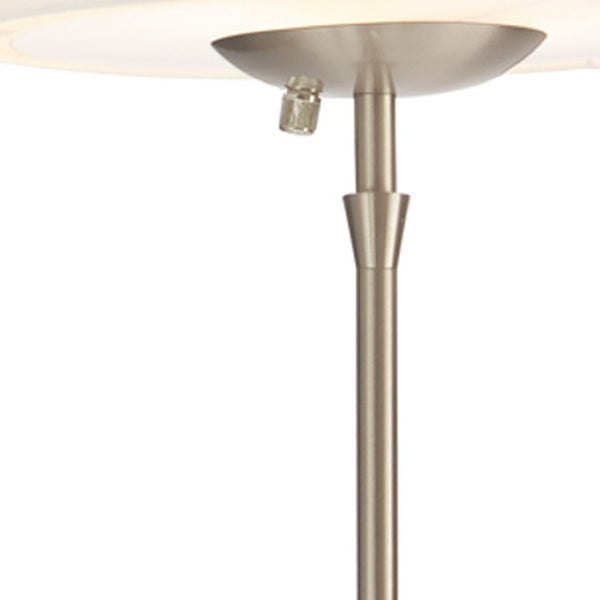HomeRoots 71" Elegant LED Torchiere Floor Lamp with White Linen Shade for Warm Ambient Lighting in Any Room Brushed steel 372752