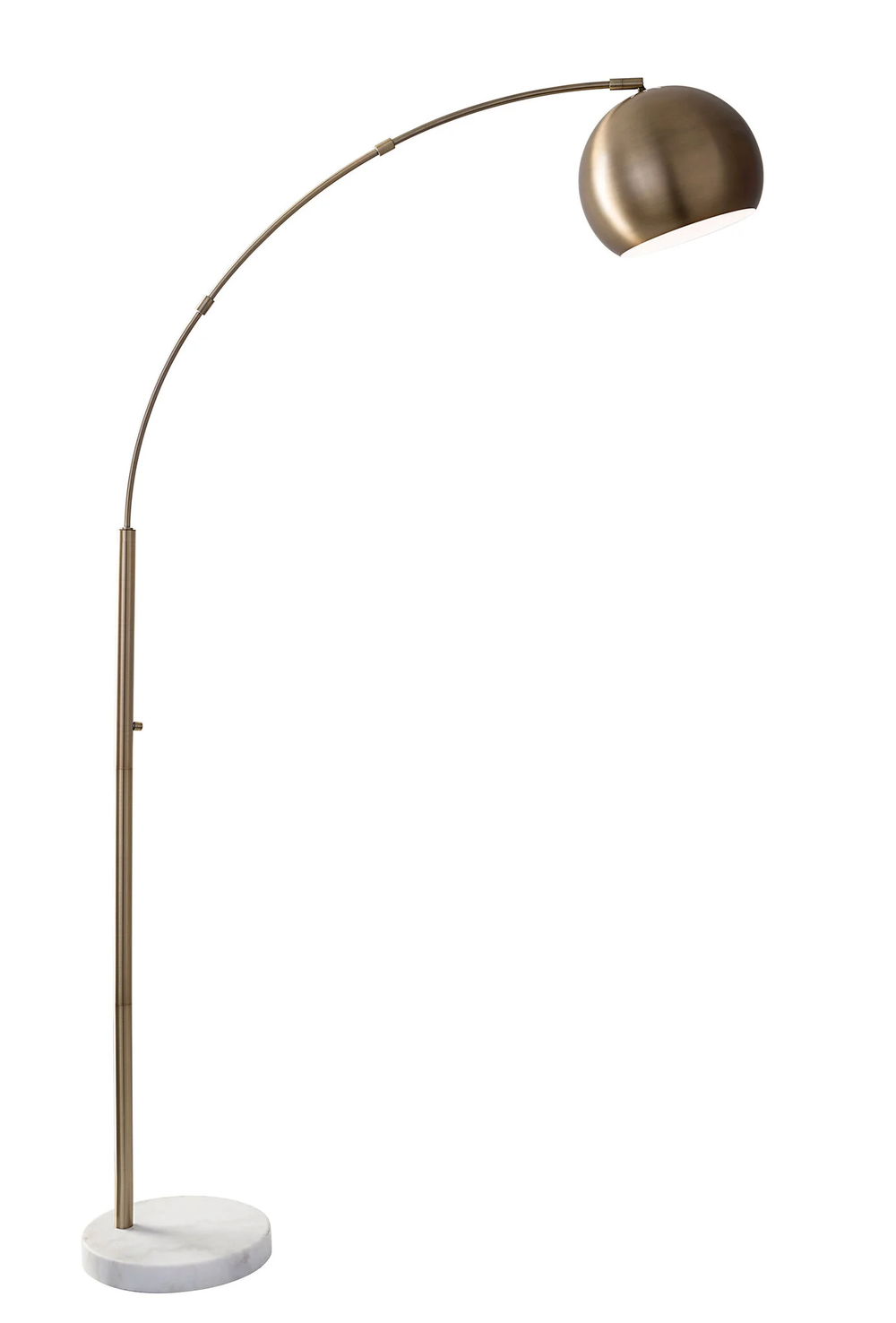 Homeroots 78" Brass Arc Floor Lamp With Brass Solid Color Bowl Shade Brass Metal 372754