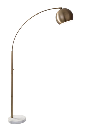 Homeroots 78" Brass Arc Floor Lamp With Brass Solid Color Bowl Shade Brass Metal 372754