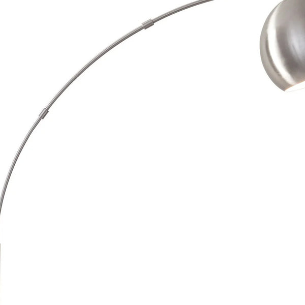 Homeroots 78" Steel Arc Floor Lamp With Silver Solid Color Bowl Shade Brushed Steel Metal 372755