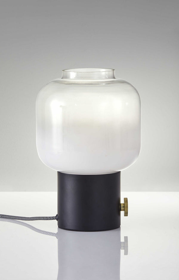 HomeRoots Mod Pod Glass Table Lamp – Modern Vintage Design with Frosted Shade for Stylish Ambient Lighting Black 372774