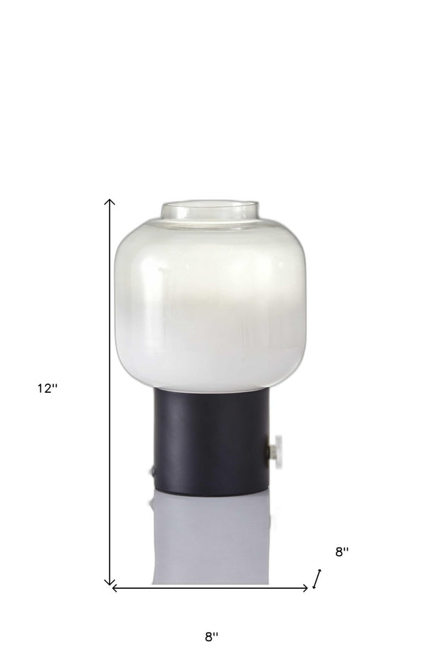 HomeRoots Mod Pod Glass Table Lamp – Modern Vintage Design with Frosted Shade for Stylish Ambient Lighting Black 372774