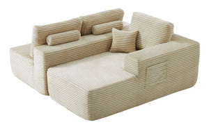 English Elm 104" Cloud Sectional Sofa Plush Corduroy L Shape Chaise No Assembly Living Room W3975S00029
