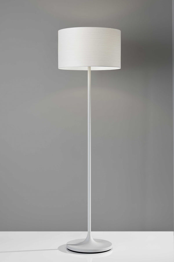 Homeroots 60" White Metal Floor Lamp With White Drum Shade White Metal 372791